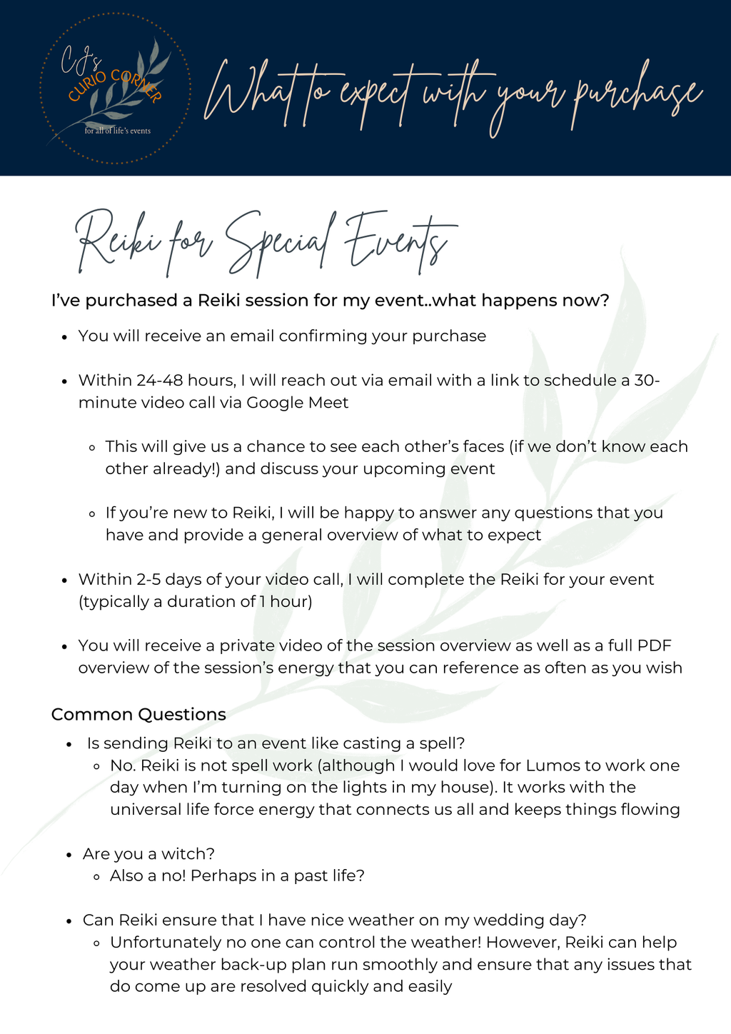 Reiki for Special Events