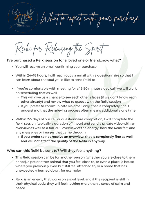 Reiki for Releasing the Spirit